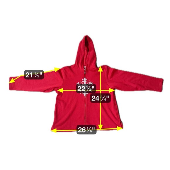 Quacker Factory Red Snowflake Zip Up Hoodie Jacket XL Christmas Embellished - Picture 9 of 9